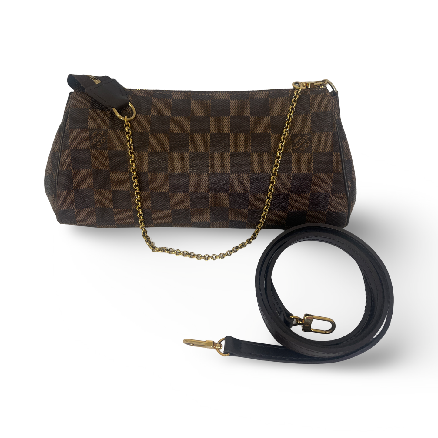 Louis Vuitton Damier Ebene Eva Clutch Crossbody Bag