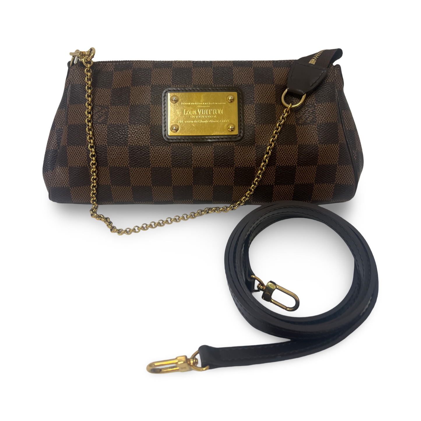 Louis Vuitton Damier Ebene Eva Clutch Crossbody Bag