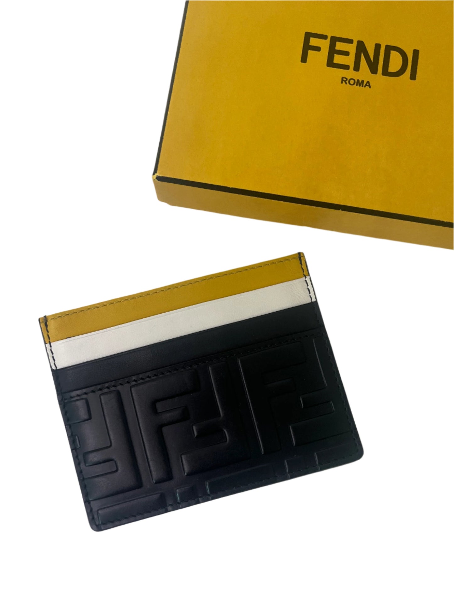 Fendi Black Yellow Card Wallet