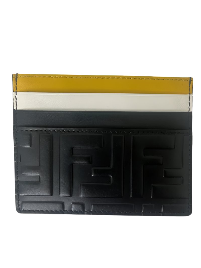 Fendi Black Yellow Card Wallet