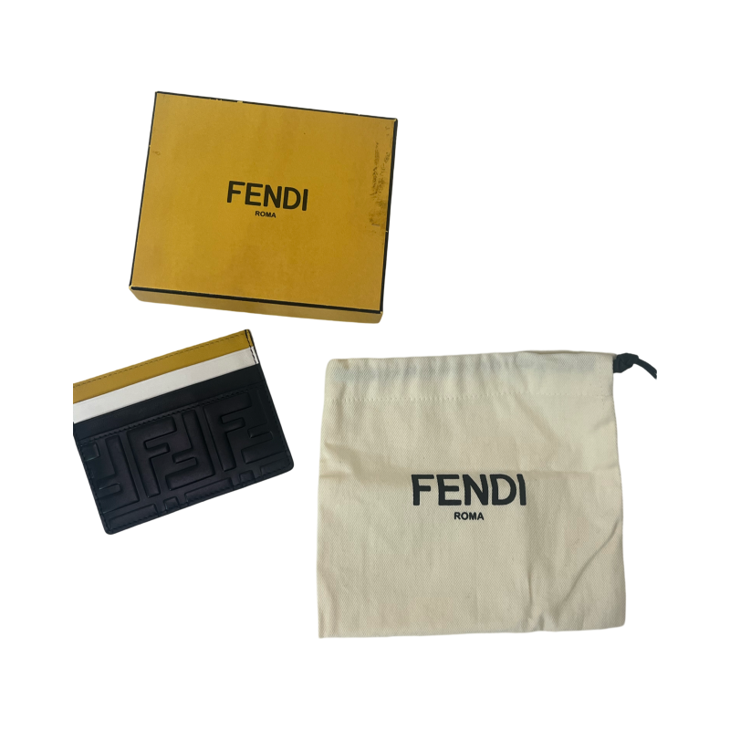 Fendi Black Yellow Card Wallet