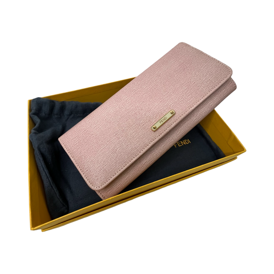 Fendi Light Pink Leather Continental Wallet