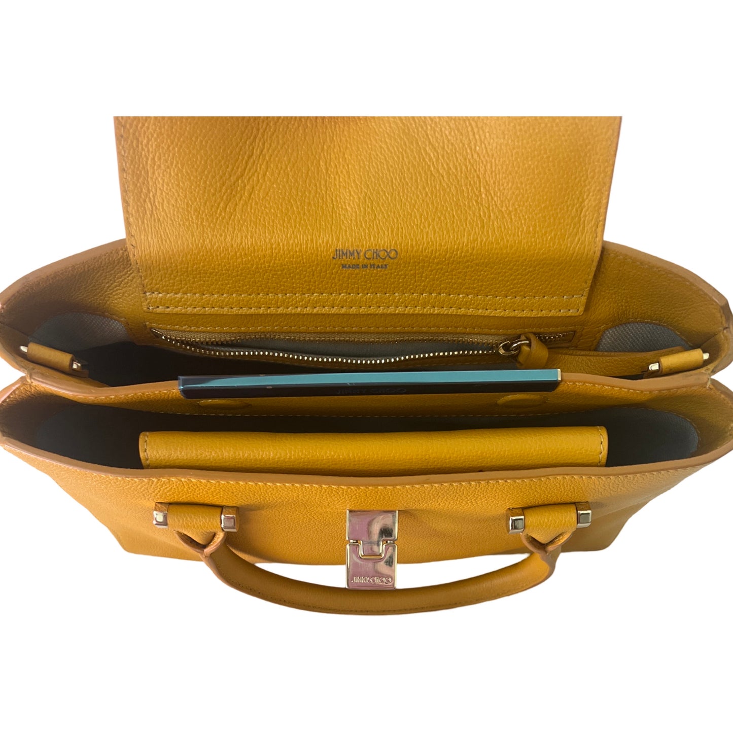 Jimmy Choo Yellow Leather Top Handle Bag