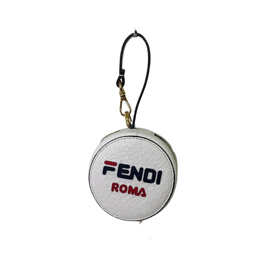 Fendi White Leather Coin Pouch With Strap