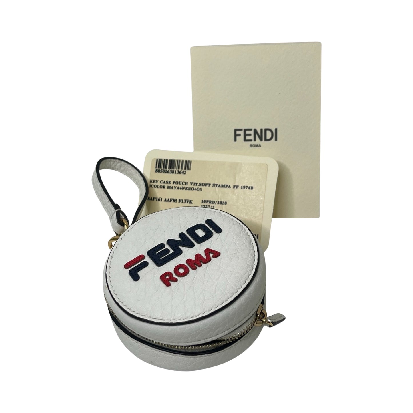 Fendi White Leather Coin Pouch With Strap