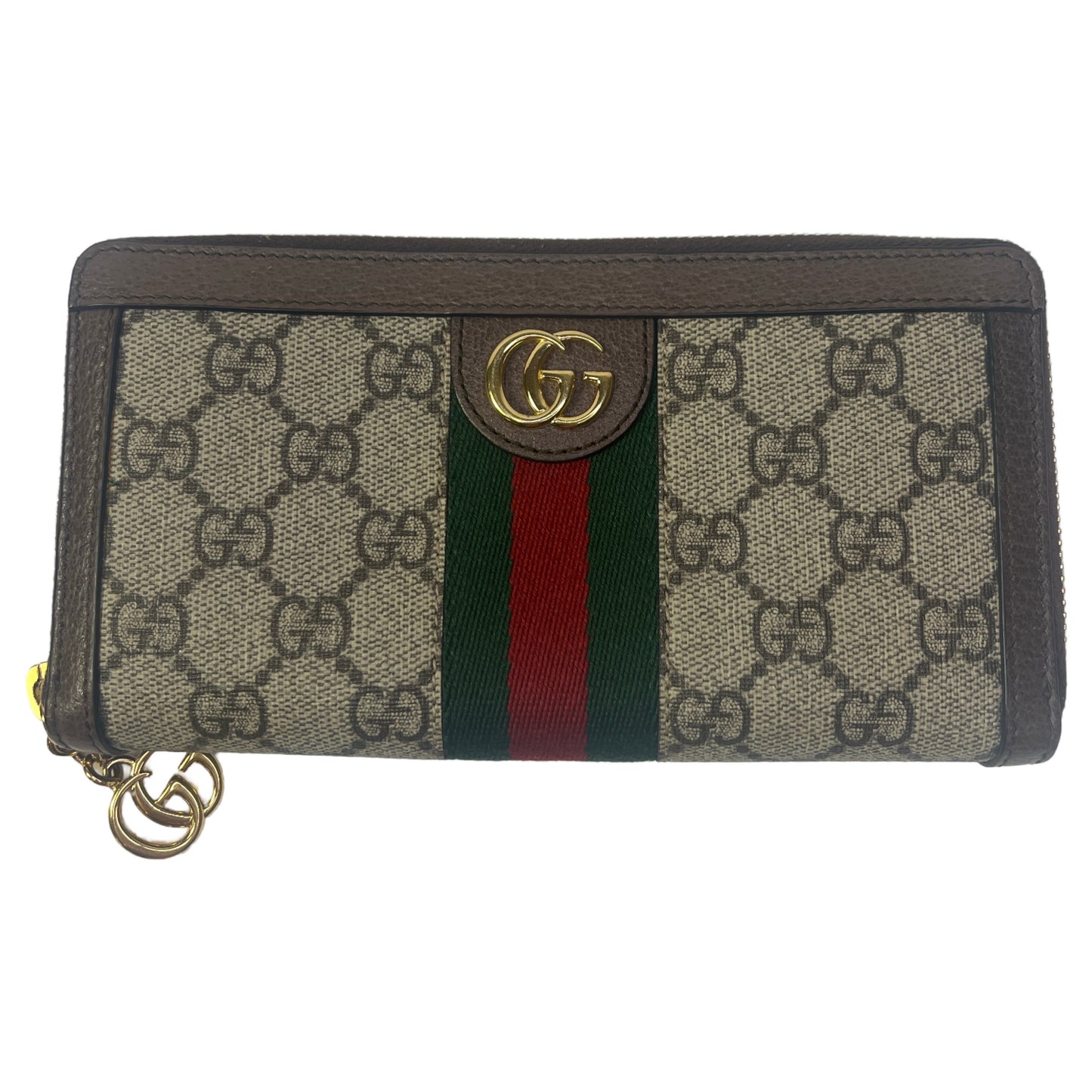 GUCCI GG Supreme Monogram Web Ophidia Zip Around Wallet