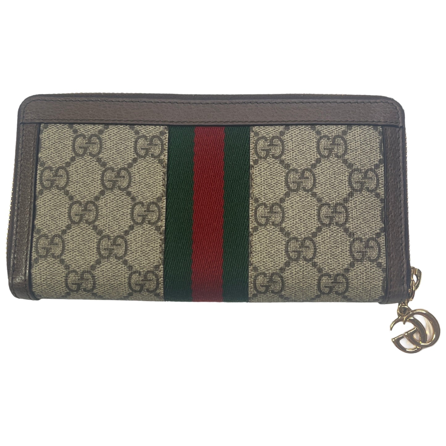 GUCCI GG Supreme Monogram Web Ophidia Zip Around Wallet