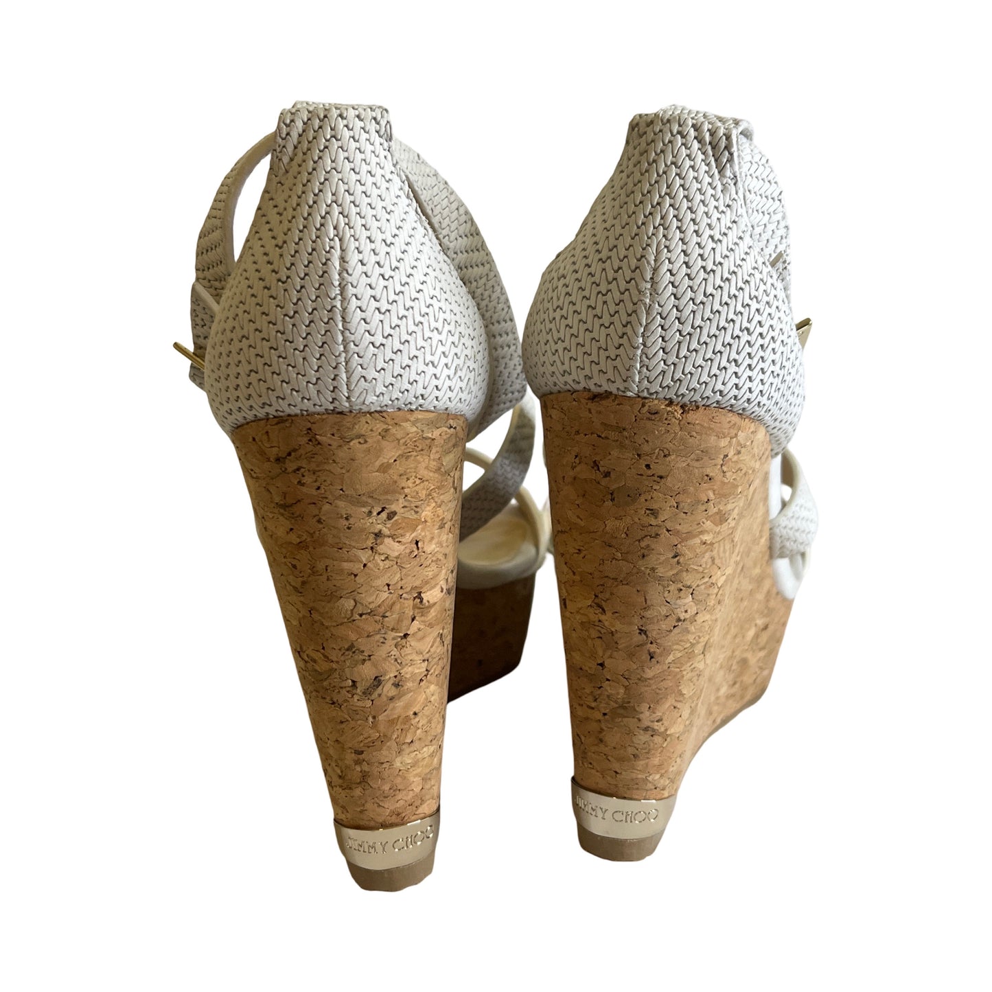 Jimmy Choo Portia White Platform Wedge Shoes 39 1/2