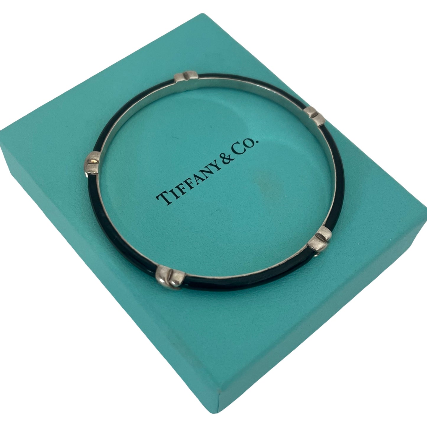 Tiffany & Co. Black Thin Enamel Signature X Bangle Bracelet