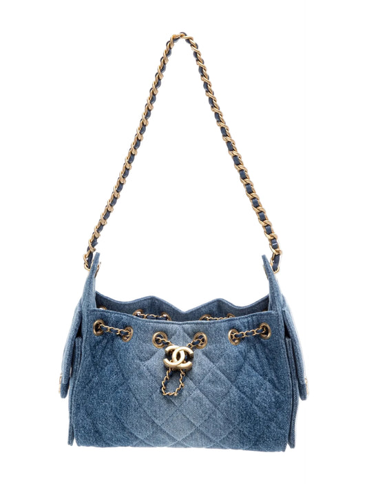Authentic CHANEL Mini Denim 25 Hobo Shoulder Bag