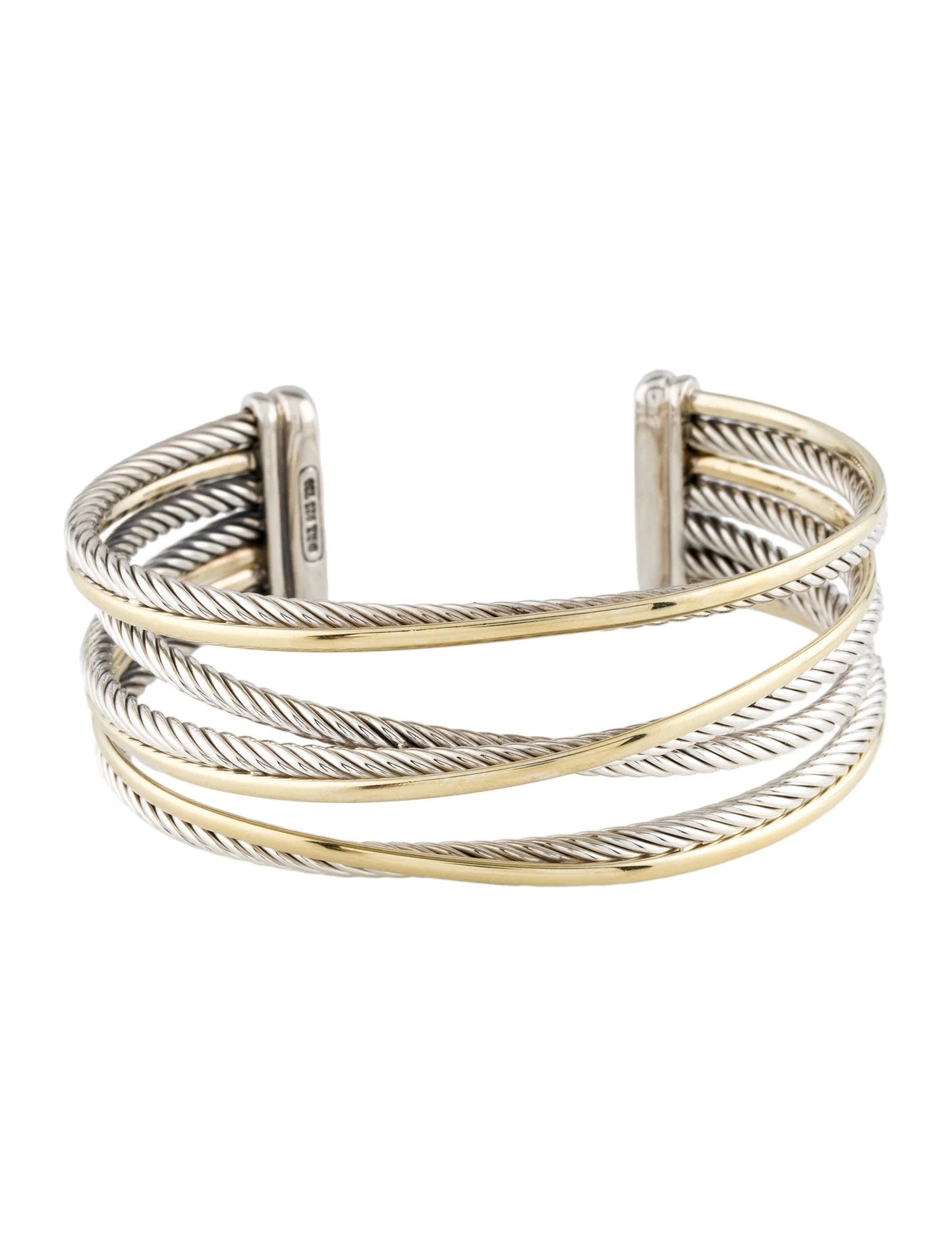 David Yurman Two-Tone Cable Crossover Cuff Bracelet