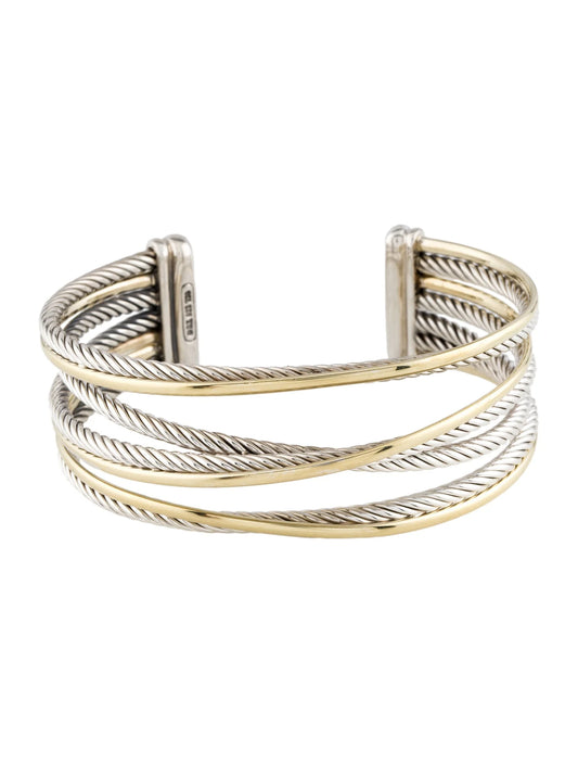 David Yurman Two-Tone Cable Crossover Cuff Bracelet