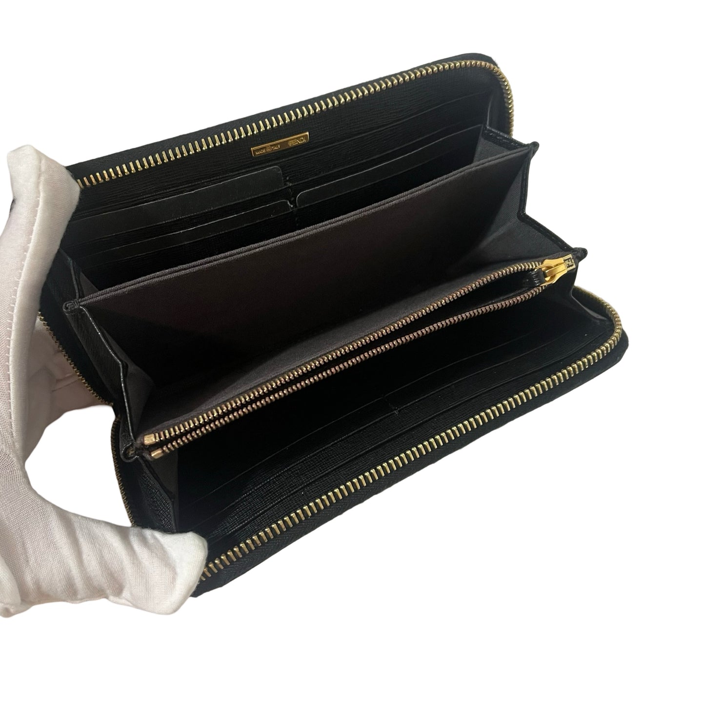 Fendi Black Leather Continental Wallet