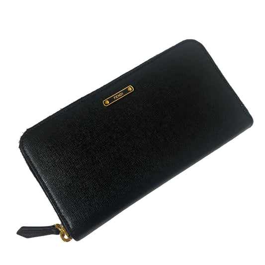 Fendi Black Leather Continental Wallet