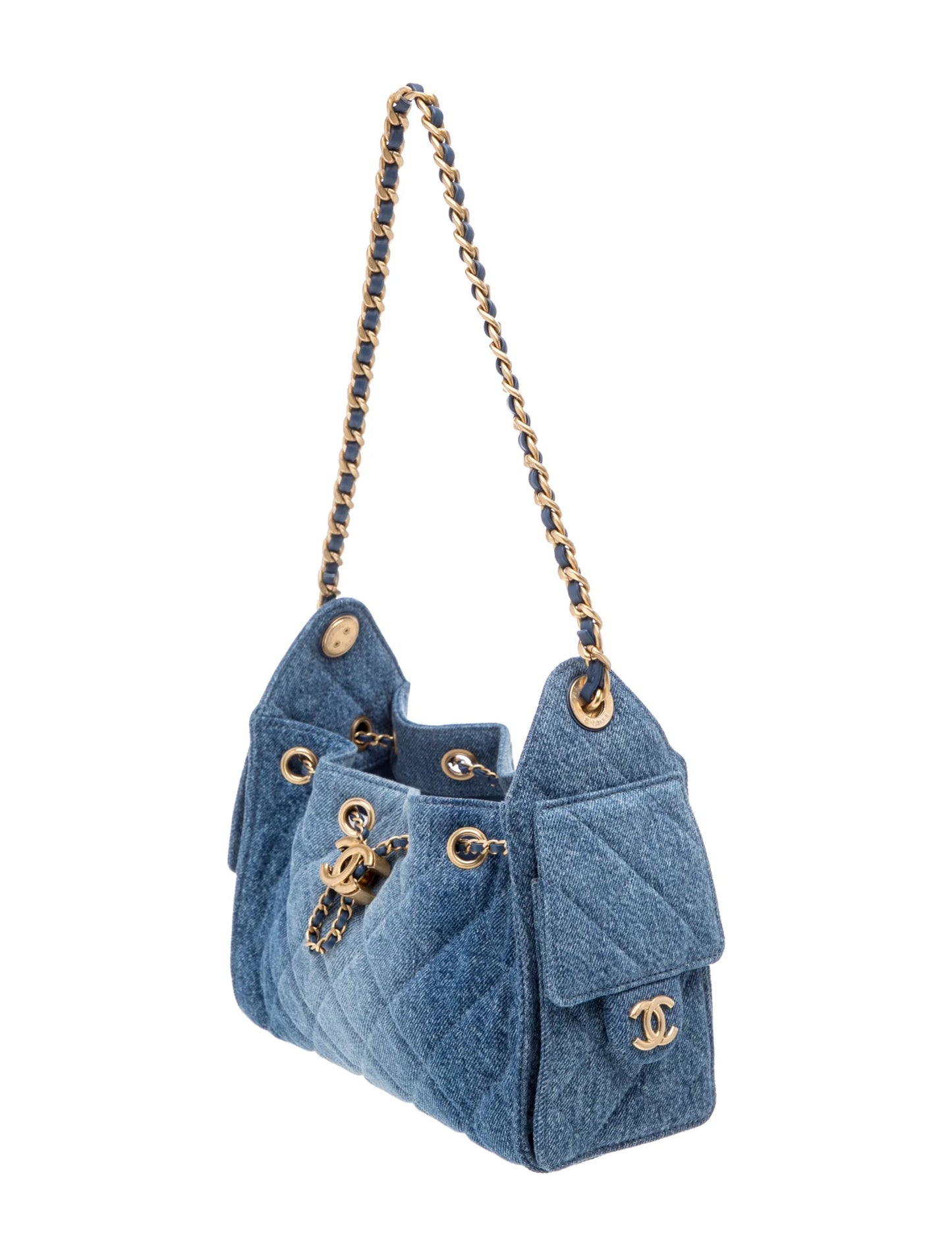 Authentic CHANEL Mini Denim 25 Hobo Shoulder Bag