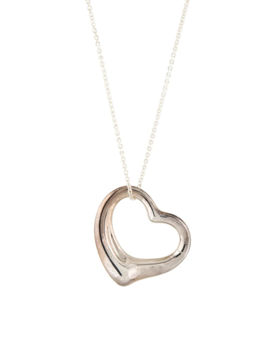 Tiffany & Co Open Heart Sterling Silver Pendant Necklace